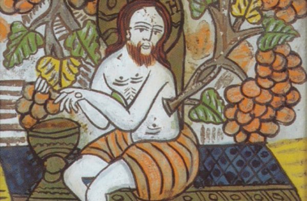 Detail der Hinterglasikone mit der Darstellung Christus der Weinstock