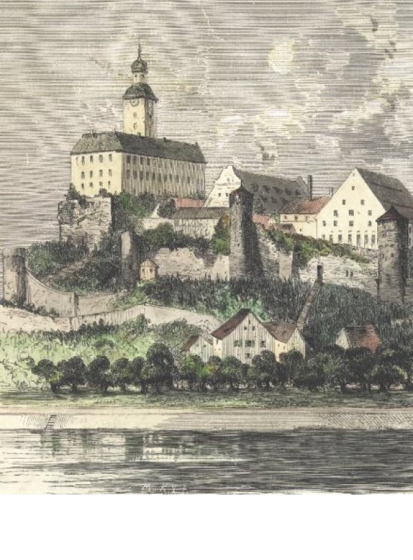 Horneck Castle, woodcut (1866)