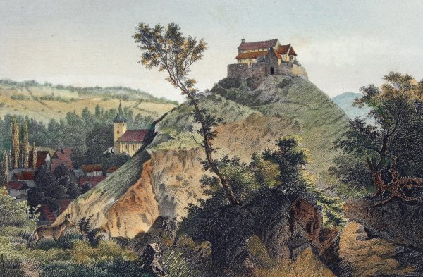 Ansicht von Michelsberg, kolorierter Stahlstich nach LUDWIG ROHBOCK von 1864
