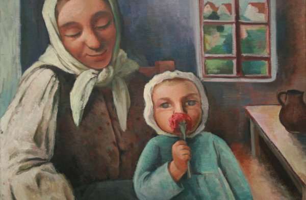 Gemälde von Grete Csaki-Copony Bäuerin mit Kind von 1938