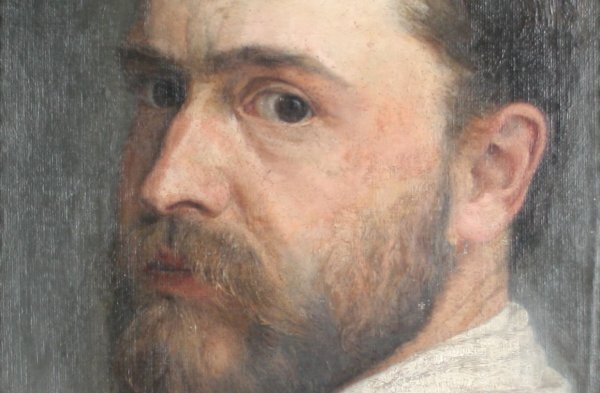 Selbstbildnis von ARTHUR COULIN aus dem Jahr 1900, Ausschnitt Gesicht